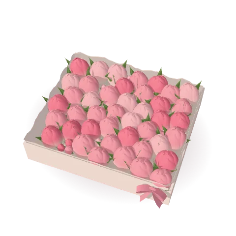 Открытая коробка, зефирные цветы сплошным ковром, 3D-превью